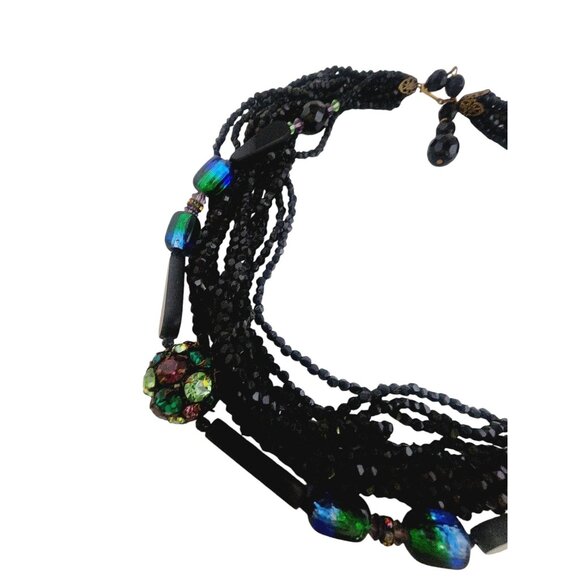 Stunning Multi Strand Faceted Small Glass with A Strand of Art Glass Mixed In Ne - Picture 3 of 5